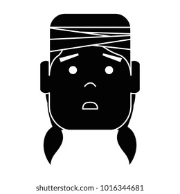 woman with bandage head character