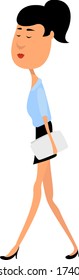 Woman as bank employee , illustration, vector on white background