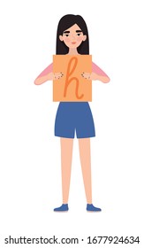 Woman with banner design of Women empowerment female power feminist people gender feminism young rights protest and strong theme Vector illustration