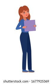 Woman with banner design of Women empowerment female power feminist people gender feminism young rights protest and strong theme Vector illustration