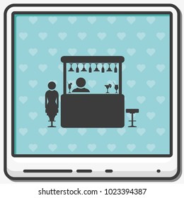 Woman in a bar flat vector icon.