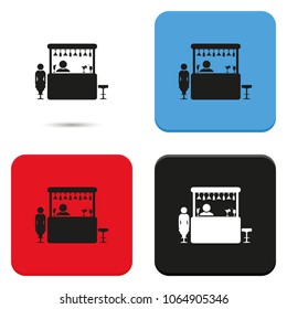Woman in a bar flat vector icon.