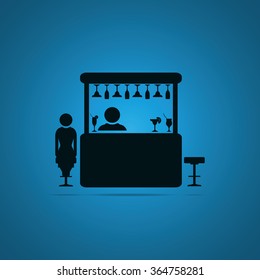 Woman in a bar icon