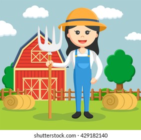 woman barn