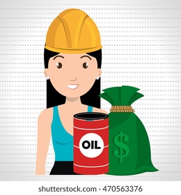woman barrel oil money vector illustration graphic