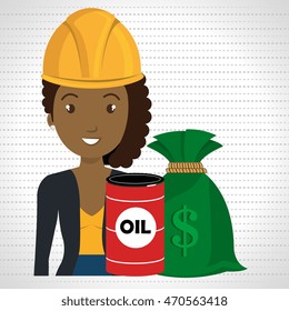woman barrel oil money vector illustration graphic