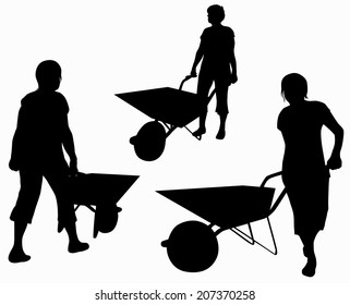 Woman with barrow silhouette