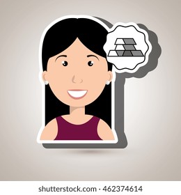 woman barrs golden ingot vector illustration esp 10