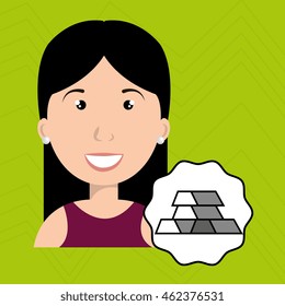 woman barrs golden ingot vector illustration esp 10