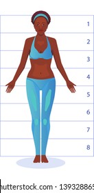 woman basic proportions slim black woman in the blue sport suit