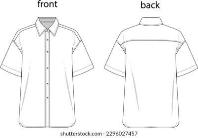 dibujo vectorial de camisa básica de mujer, dibujo técnico de moda de cuerpo delantero y trasero, cad de moda, puede usarlo en cualquier colección.