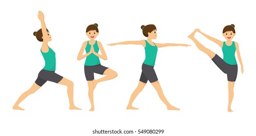 Woman in basic yoga poses