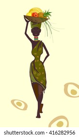 the woman with a basket of fruit