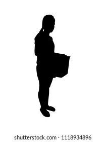Woman with basket silhouette vector