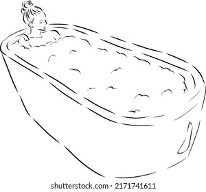 Woman bathing in the bathtub