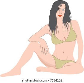 Woman in bathing costume, vector