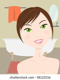 Woman in the bathroom (vector version)