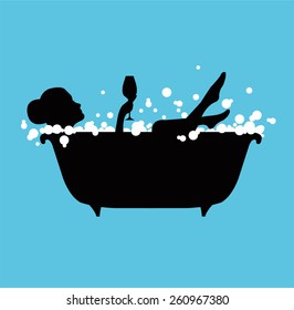 Woman in Bathtub Silhouette