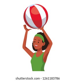 woman with beach ball