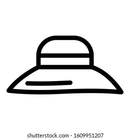 Woman beach hat icon. Outline woman beach hat vector icon for web design isolated on white background