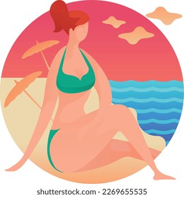 Woman Beach UI Flat Icon Vector EPS