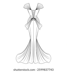 Woman beautiful dress colouring page 