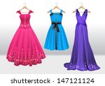woman beautiful dresses on hanger 