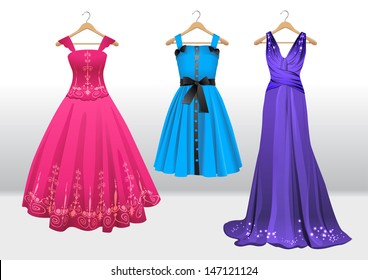 woman beautiful dresses on hanger 