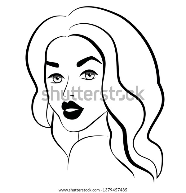 Immagine vettoriale stock 1379457485 a tema Woman Beautiful Face Black