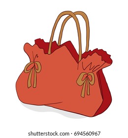 Woman beautiful hand bag isolated on white. Fashion vector illustration.