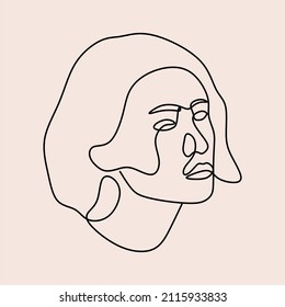 woman beautifull face oneline continuous single line art