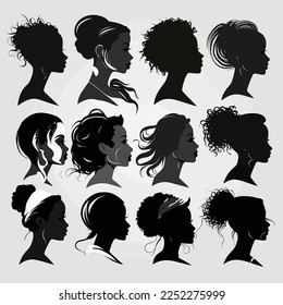 woman with beautifully curled hair that is hand-drawn. Girl with long lashes and finely sculpted eyebrows. Vector typeface for a business visit card idea. ideal salon appearance.