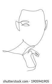 Woman beauty. Abstract female portrait, continuous line style. Minimalist fashion design, quick sketch, vector illustration for t-shirt, prints, covers, posters, logo, tattoo