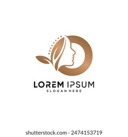 Woman beauty elements logo design vector illustration combined with letter o concept