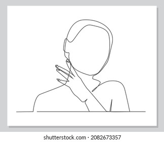 woman beauty face closeup continuous one line illustration