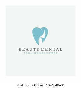 Woman Beauty Face Dental Teeth Logo Design Vector