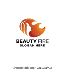 Woman Beauty Fire Gradient Logo Template