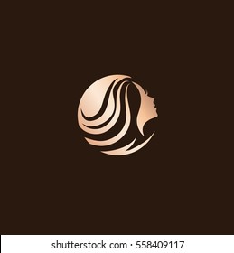 Woman Beauty Hair Salon Logo Design At Dark Background