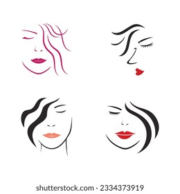 Woman Beauty Illustration Design. Logo Icon for Beauty Salon and Hair Care.