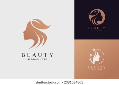 Woman beauty logo design template vector illustration with creative idea