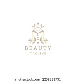 Plantilla de diseño de icono de logotipo de belleza para mujer vector plano