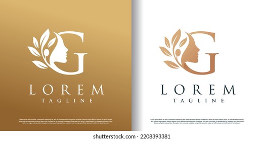 woman beauty logo icon with letter g concept design premium vector
