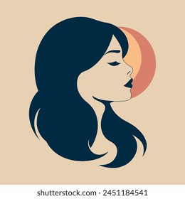 woman beauty and moon logo icon design template