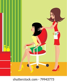 Woman in a beauty salon. vector, no gradient, color full