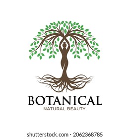 woman beauty tree logo template