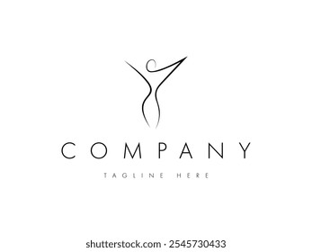 woman beauty wellness fit abstract line logo design