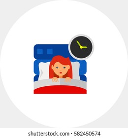 Woman in Bed as Insomnia Concept Icon