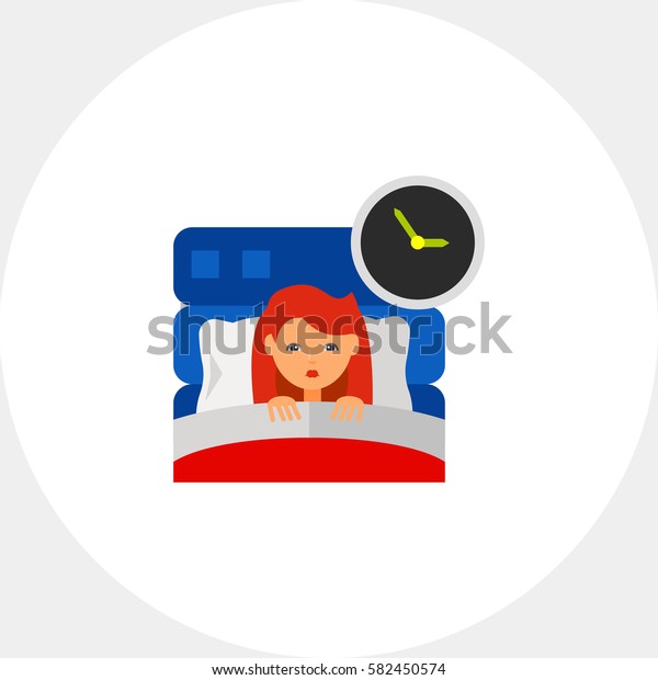 Woman Bed Insomnia Concept Icon Stock Vector Royalty Free 582450574 Shutterstock 