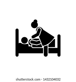 Woman bed patient sorrow icon. Element of pictogram death illustration