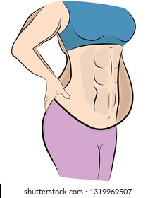 woman before and after losing weight. vector illustration.